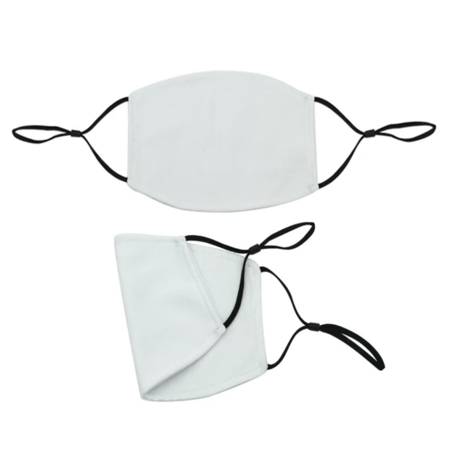 <img src="sublimation.face.mask.jpeg" alt= "100% Polyester Sublimation face covering with adjustable elastic ear straps filter included">