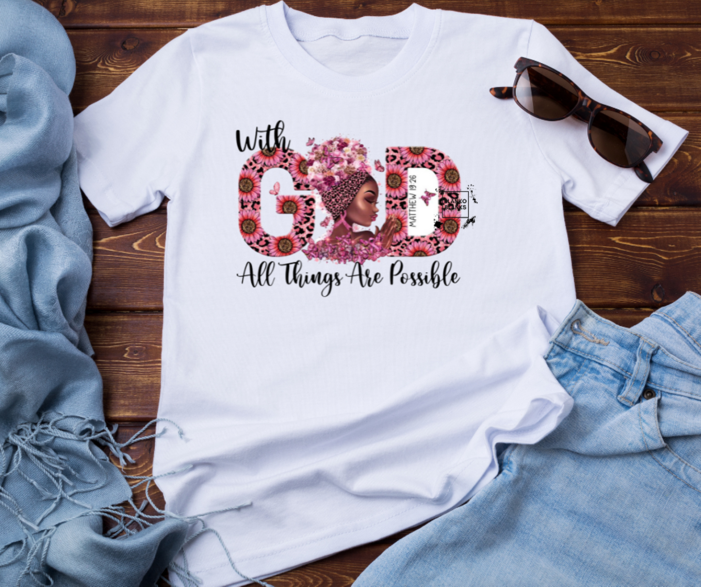 With God All Things Are Possible Breast Cancer DTF Transfer