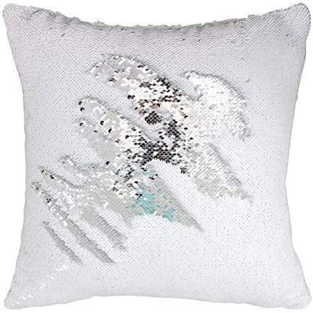 Silver & White Sequin Pillow Case