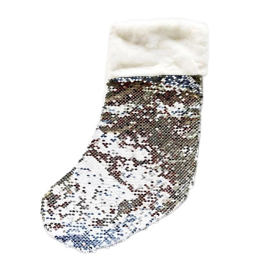 Silver Sequin Sublimation Christmas Stocking