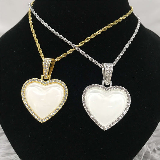 Sublimation Crystal Heart Necklace